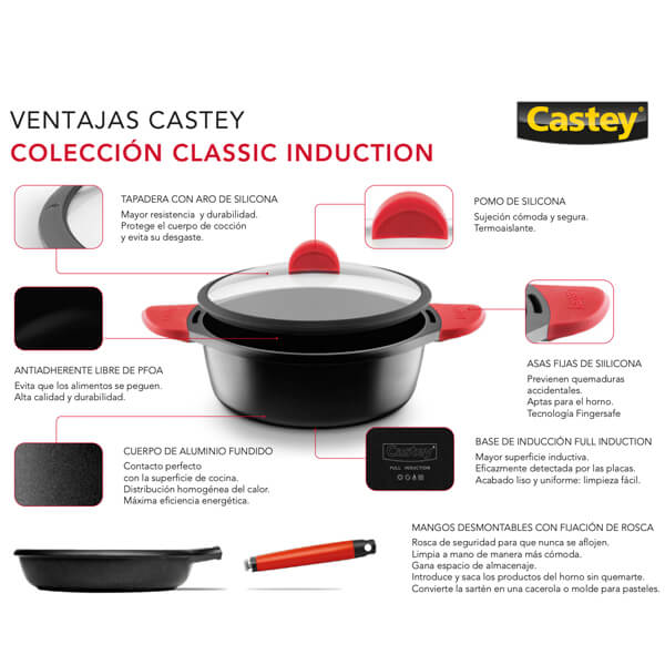 Sartén Castey Classic Antiadherente de Aluminio Fundido con Mango  Desmontable – Castey