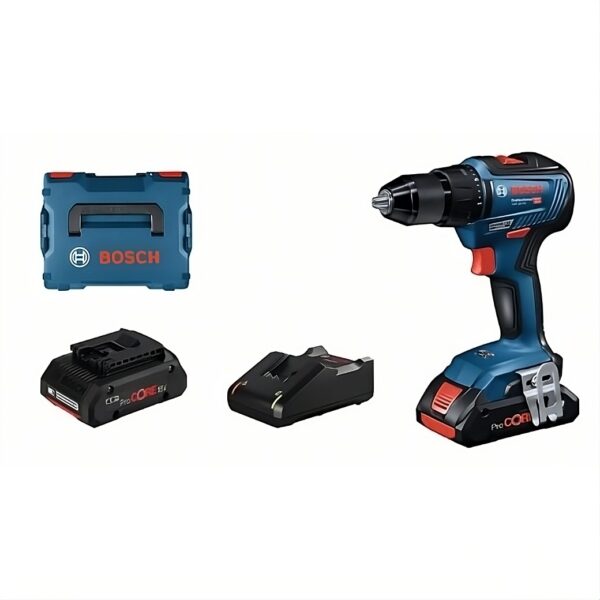 Taladro atornillador Bosch GSR 18V-55 + 2 Baterías 4 ah Pro Core + Cargador Gal 18v-40