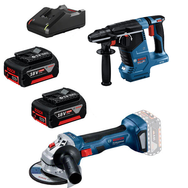 Kit Bosch Martillo GBH 18V-24 C + GWS 18V-8 + 2 Baterías GBA 5.0 AH + Cargador Gal 18V-40 1 Kit Bosch Martillo GBH 18V-24 C + GWS 18V-8 + 2 Baterías GBA 5.0 AH + Cargador Gal 18V-40