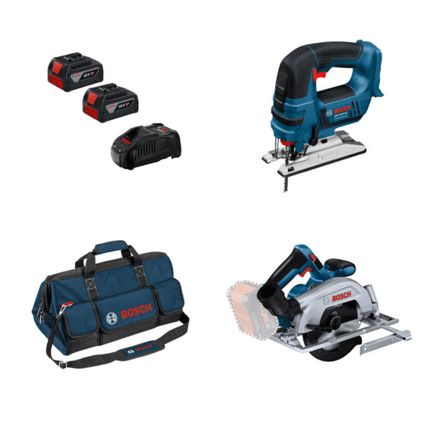Kit corte Bosch GST 18V-LI B+ GKS 18V-57-2 + 2 GBA 4.0Ah + Cargador GAL 1880 CV