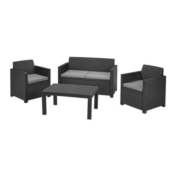 Conjunto Merano 2 Sillones+Sofá + Mesa Auxiliar. Antracita