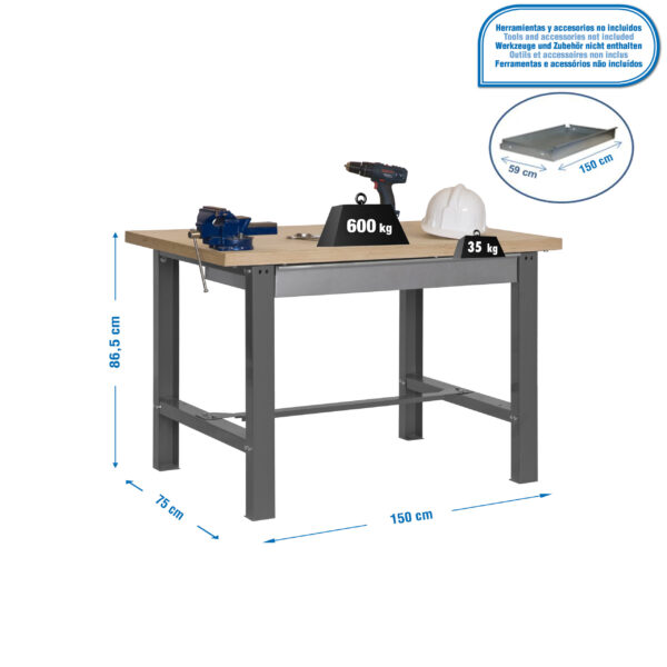 Simonwork Bt6L Mdf 1Box 1500X750 Gris/Madera - Imagen 4