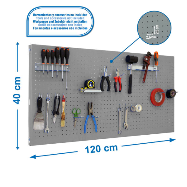 Panelclick 1200X400 Gris + 14 Hook + 3 Acce - Imagen 4