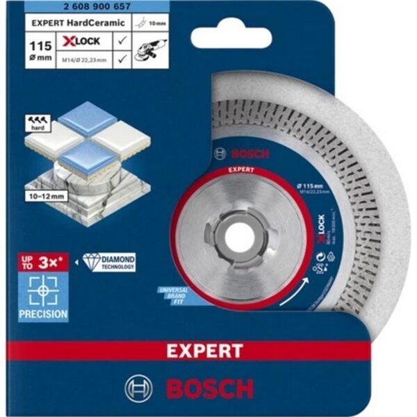 disco de corte de diamante bosch expert hardceramic x lock de 115 x 2223 x 14 x 10 mm 2608900657