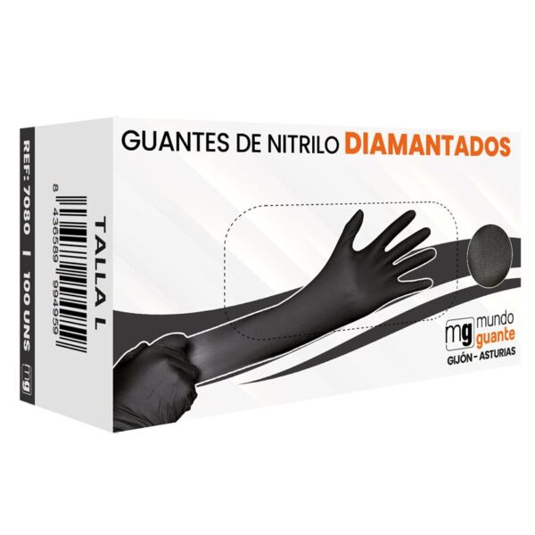 Guante de Trabajo en Nitrilo Diamantado Negro 7 Micras - Imagen 2