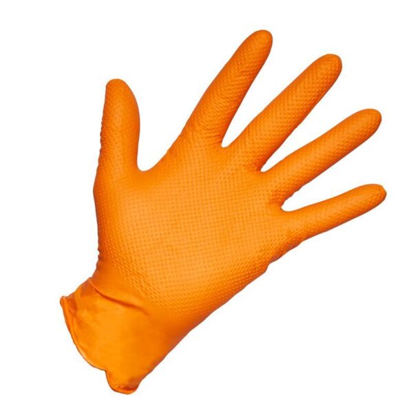 Cubo de 150 Guantes de Nitrilo Naranja Diamantado modelo Lion - Imagen 3