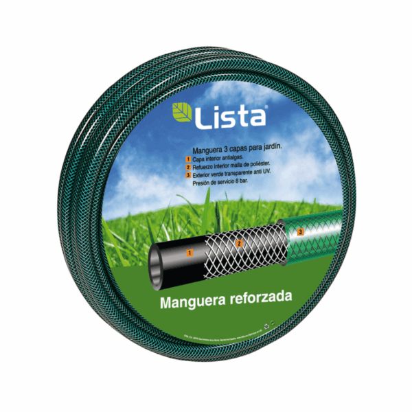 Manguera riego LISTA reforzada tricapa diámetro 19 mm