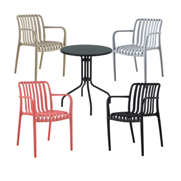 Conjunto de Jardín Greta-Lara, Mesa y 4 sillas