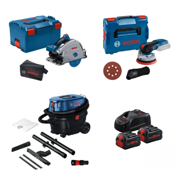 Kit GKT 18V-52 GC + GEX 18V-125 + GAS 12-25 PL + 2 ProCORE18V 5.5Ah + GAL 1880 CV