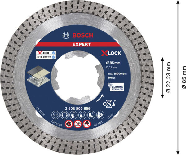 Disco de corte con diamante EXPERT Hard Ceramic de precisión para amoladoras pequeñas, X-Lock - Imagen 7