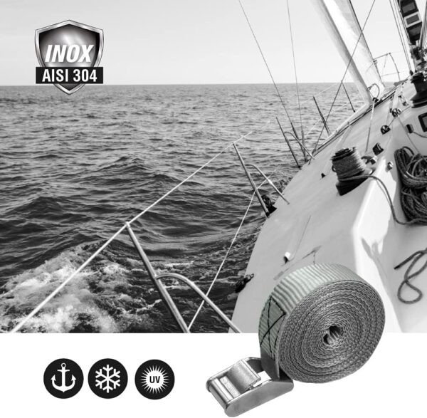 Cinta Ratchet inoxidable Sin Fin 25 mm y 5 metros Gris claro - Imagen 4