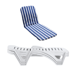 Tumbona apilable y reclinable de resina Shaf blanca + Cojín Colchoneta