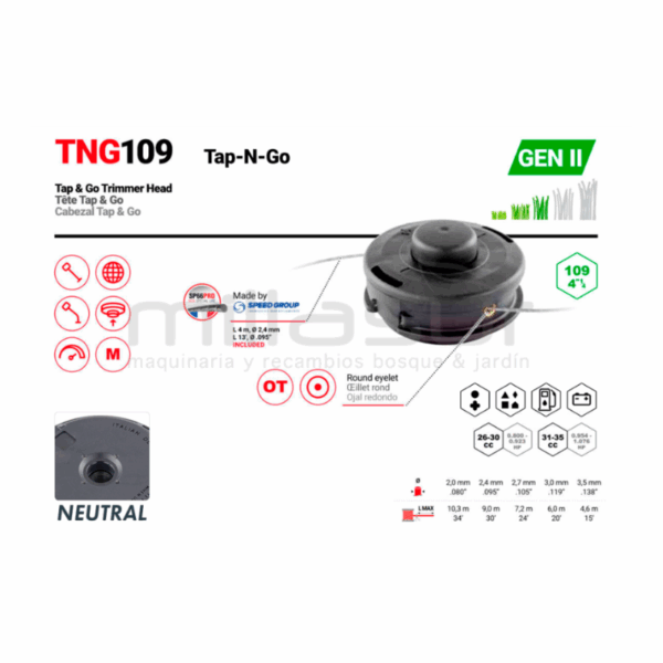 Cabezal Hobby TNG109 para desbrozadora con adaptadores - Imagen 4