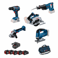 Kit Bosch GSA + GKS + GST + GSR + GWS con 5 Baterías GBA 18V y Bolsa