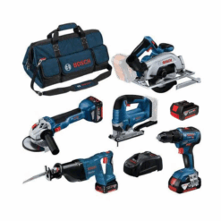 Kit Bosch GSR 18V-55 + GWS 18V-10 + GKS 18V-57-2 + GSA 18V-LI + GST 18V-125 B con 4 baterías y cargador
