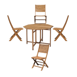 Conjunto jardín Chillvert milán madera 1 mesa+ 4 sillas