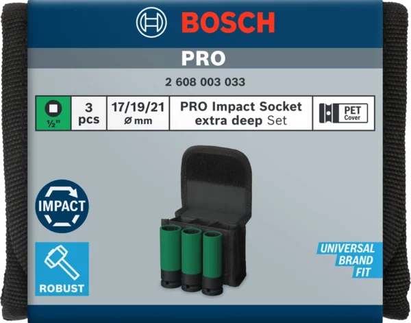Set de llaves de vaso Bosch PRO Impact Socket Set de 3 piezas - Imagen 3