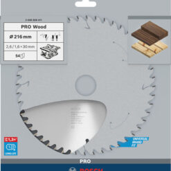 Hoja de sierra circular PRO Wood, 216 x 2,6 x 30 mm, T54
