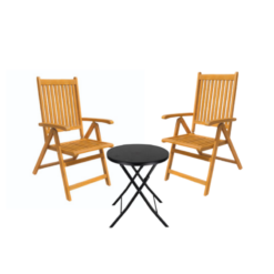 Conjunto 2 sillas plegables 5 posiciones Mediterráneo + mesa redonda Bistró