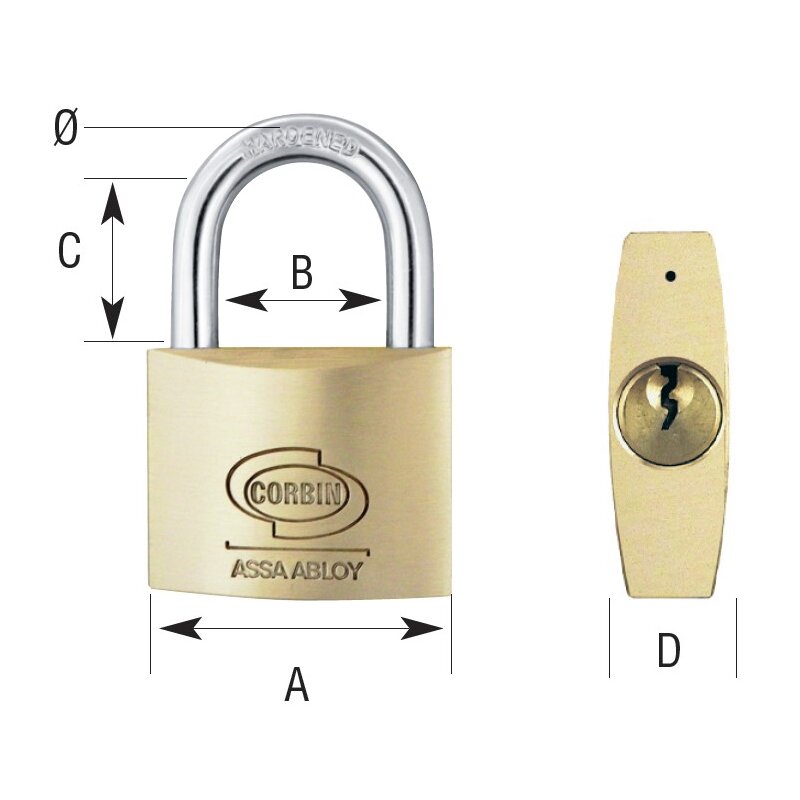 Candado Latón arco Standard Corbin - Ancho del candado 20 3 Candado Latón arco Standard Corbin - Ancho del candado 20 - Imagen 3