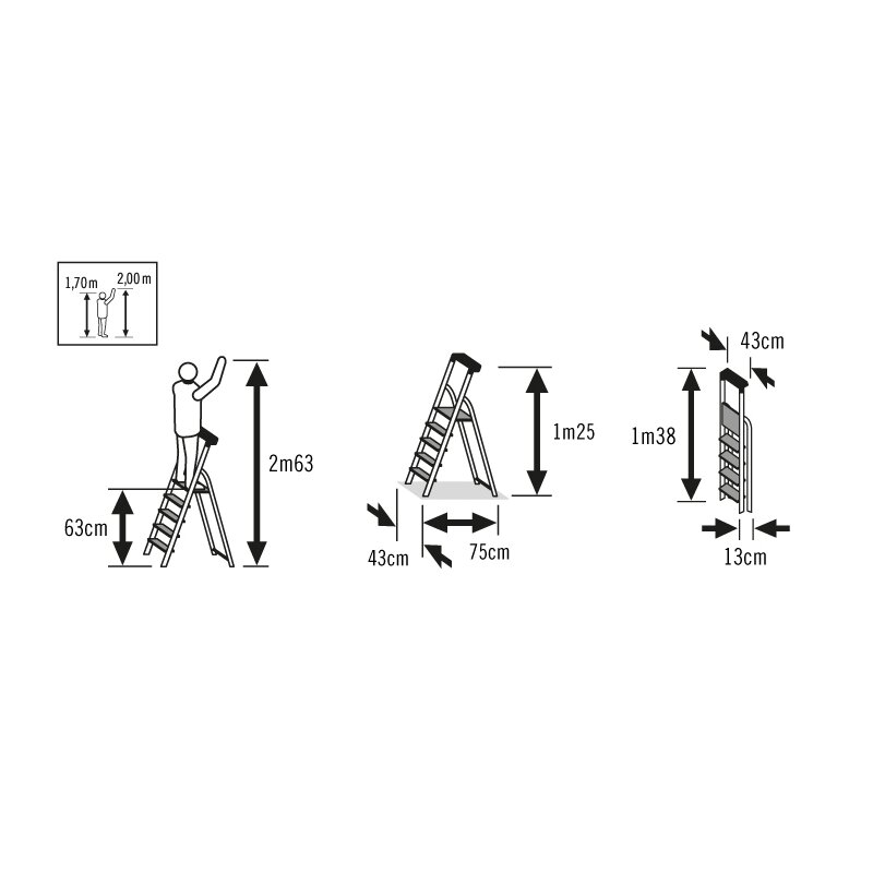 Escalera de tijera de aluminio L60 EasyClix FR Hailo 15 Escalera de tijera de aluminio L60 EasyClix FR Hailo - Imagen 15