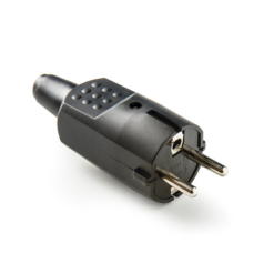 Clavija PVC 4,8mm móvil con doble toma de tierra 16A 250V FAMATEL 1104 negro