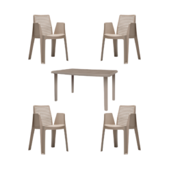 Conjunto mesa rectangular RESOL Olot + 4 sillas Play color arena