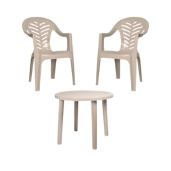 Conjunto mesa redonda RESOL Tossa + 4 sillas RESOL Palma color arena