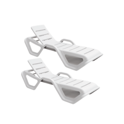 Conjunto 2 tumbonas jardín-piscina Monoblock Blanco