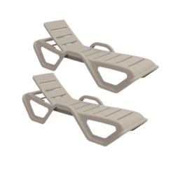 Conjunto 2 tumbonas jardín-piscina Monoblock color topo